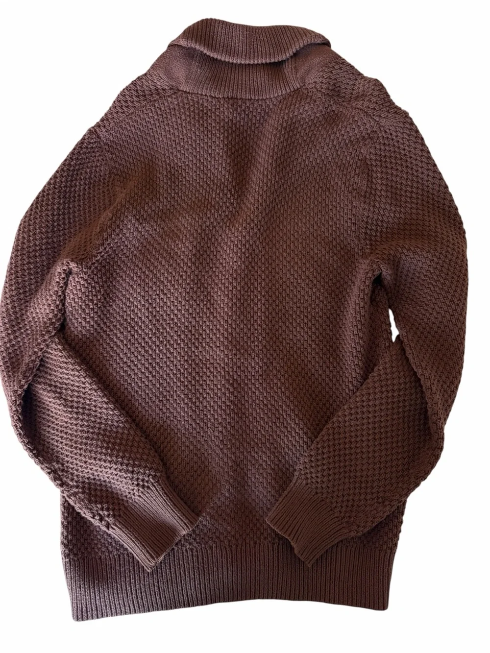 J.Crew Mens Small Seed Stitch Shawl Collar Cardigan Brown G9100 Cotton